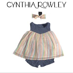 NWT Striped Dress, Blue Shorts & Headband Outfit